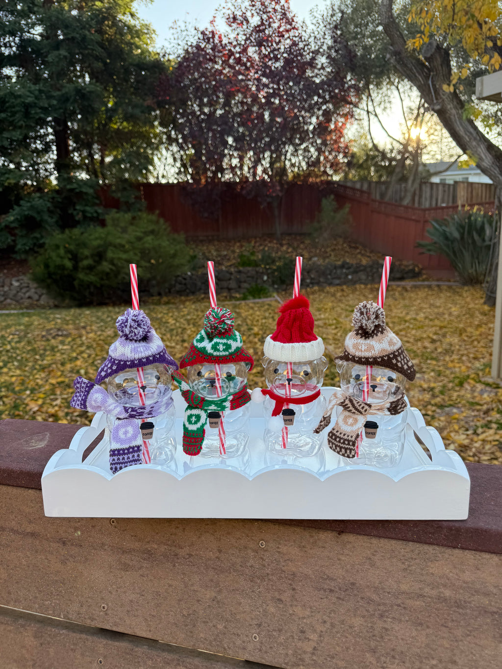 Holiday mini bear cup with scarf and hat