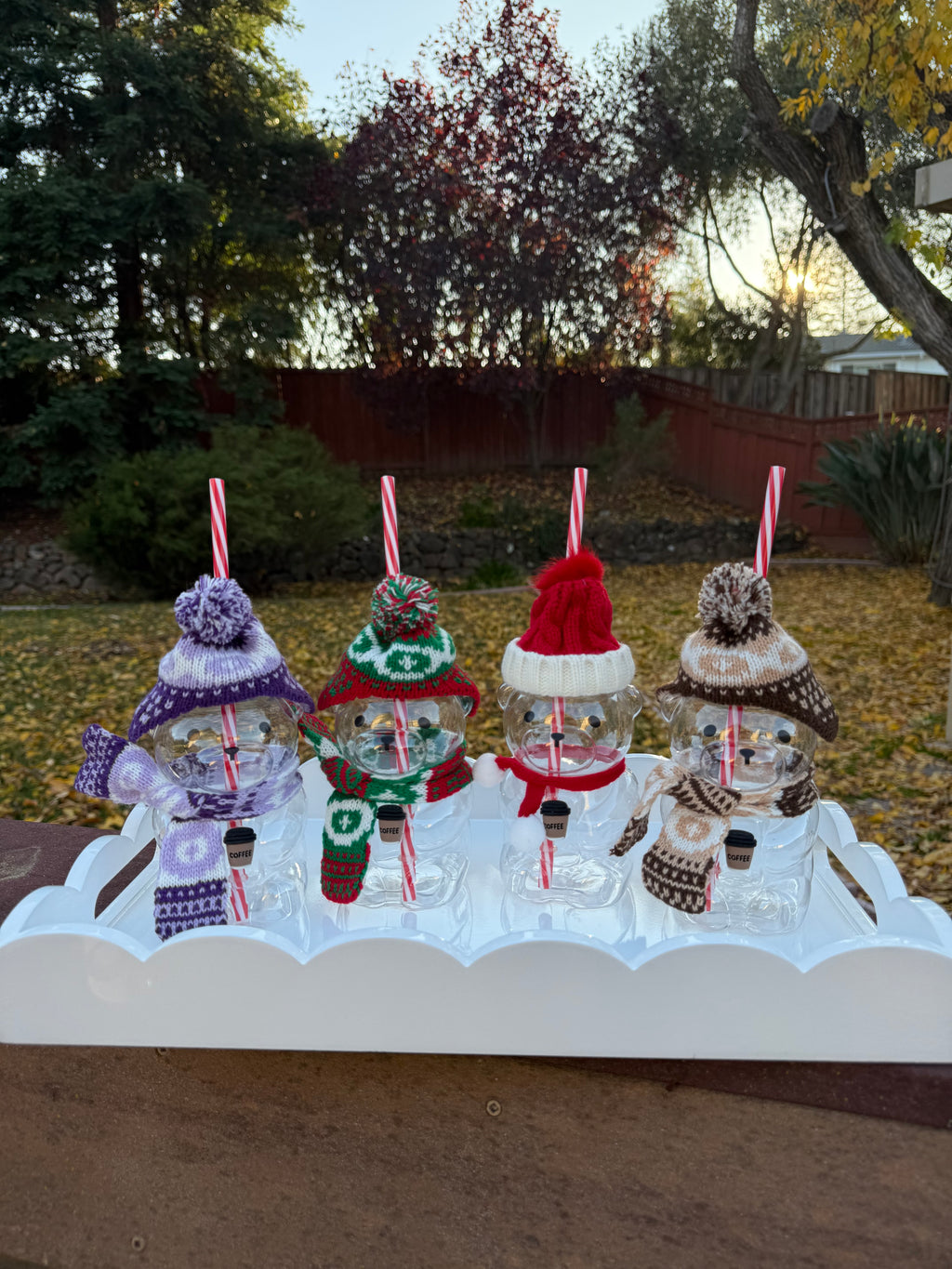 Holiday mini bear cup with scarf and hat