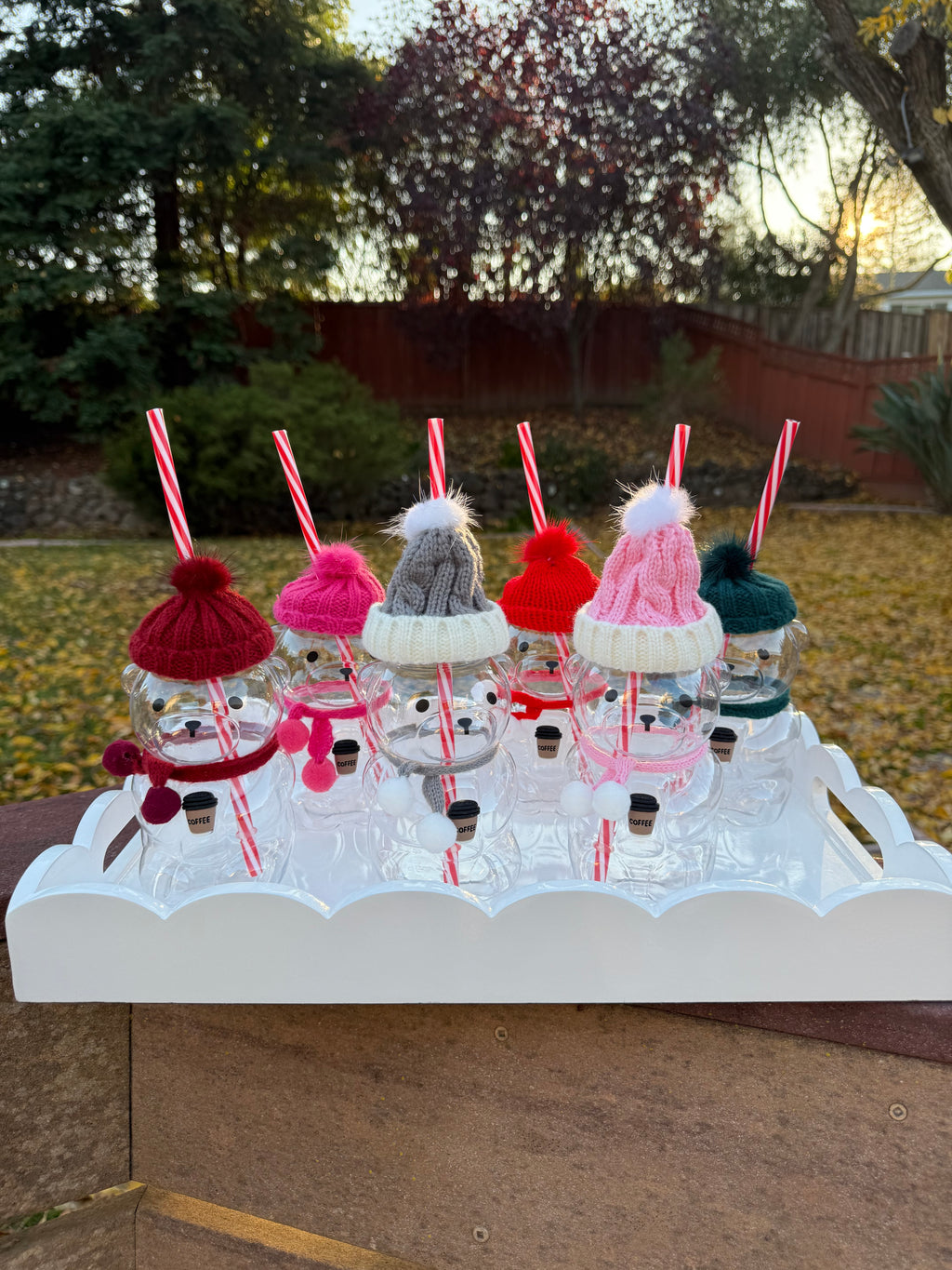 Holiday mini bear cup with scarf and hat