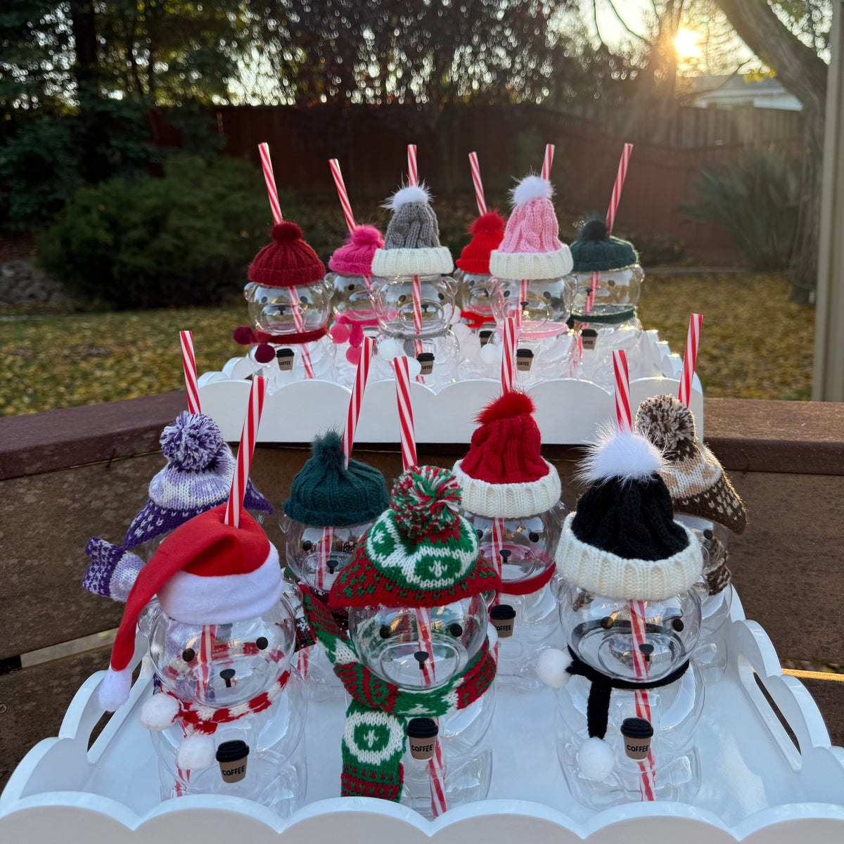 Holiday mini bear cup with scarf and hat