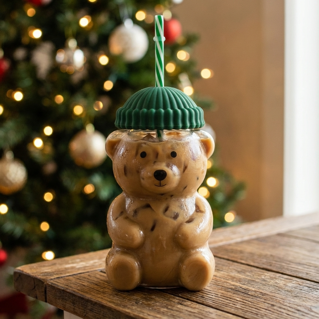 Merry Bear Holiday Glass Mug