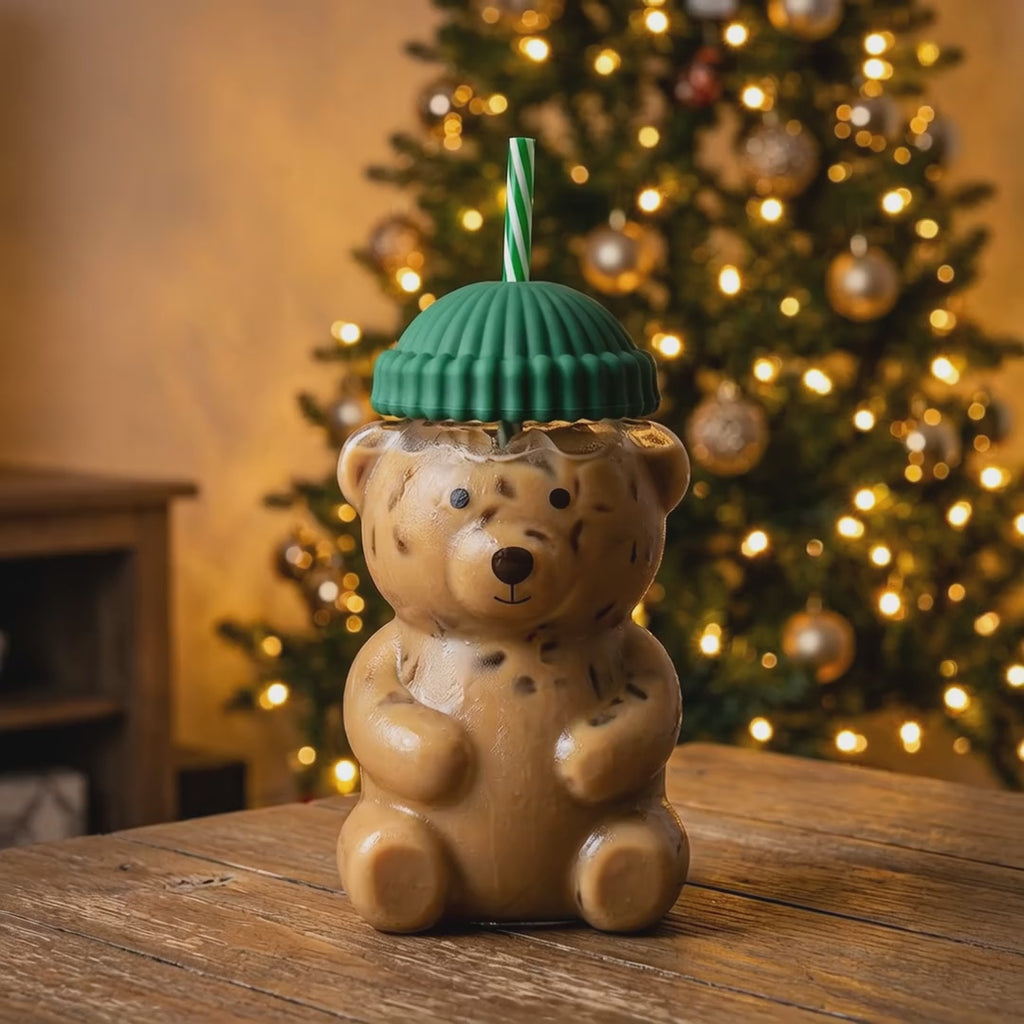 Merry Bear Holiday Glass Mug